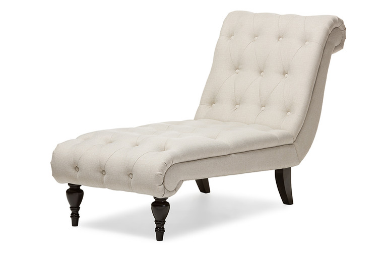 Mia Mid-century Todern Fabric Upholstered Button-tufted Asechi Lounge | Light Beige