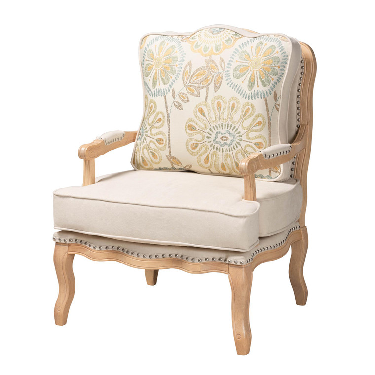Randea Traditional Fabric Accent Chair | Multicolor/Cream/Whitewash