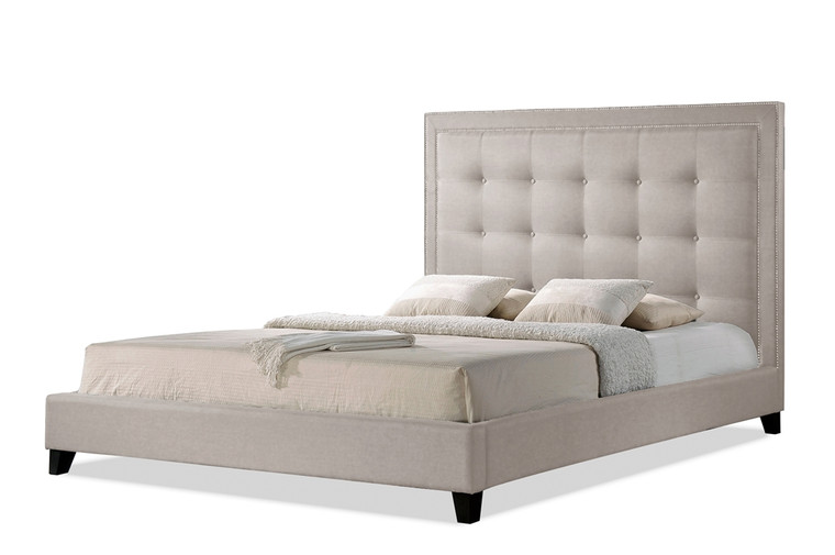 Gray Platform Bed | Light Beige