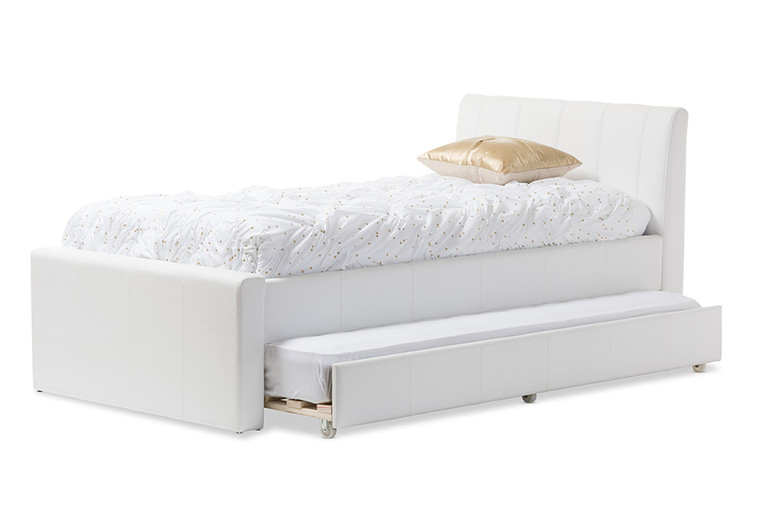 Cosma Todern and Contemporary Faux Leather Trundle Bed | White