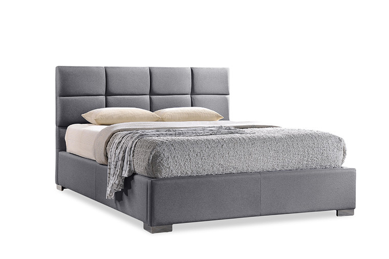 Iephos Todern and Contemporary Fabric Upholstered Platform Bed | Grey