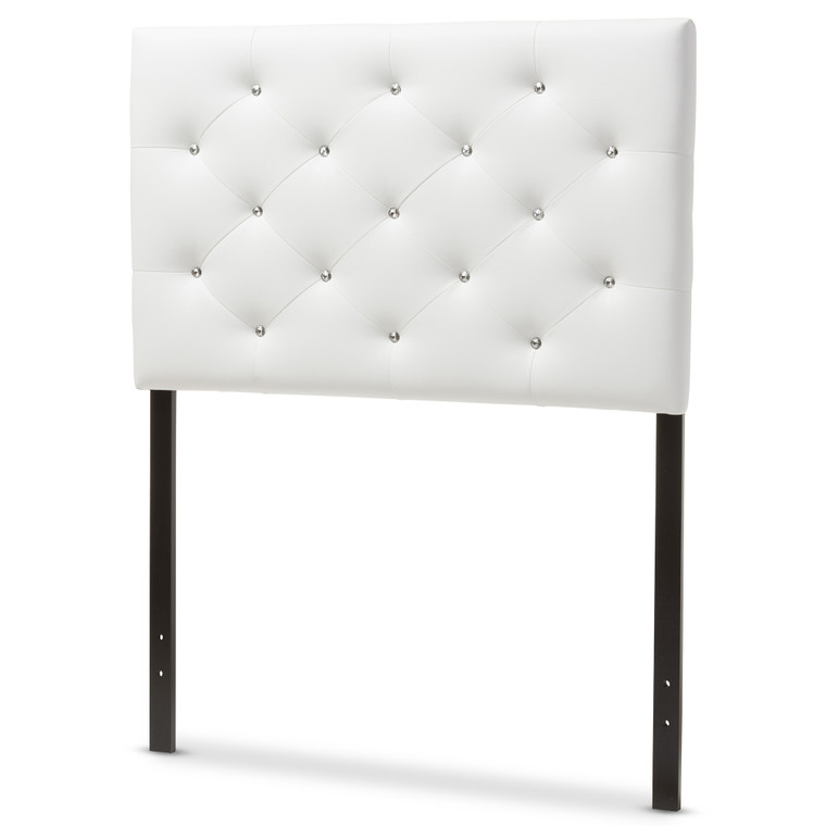 Naviav Todern and Contemporary Faux Leather Upholstered Button-Tufted Headboard  | White