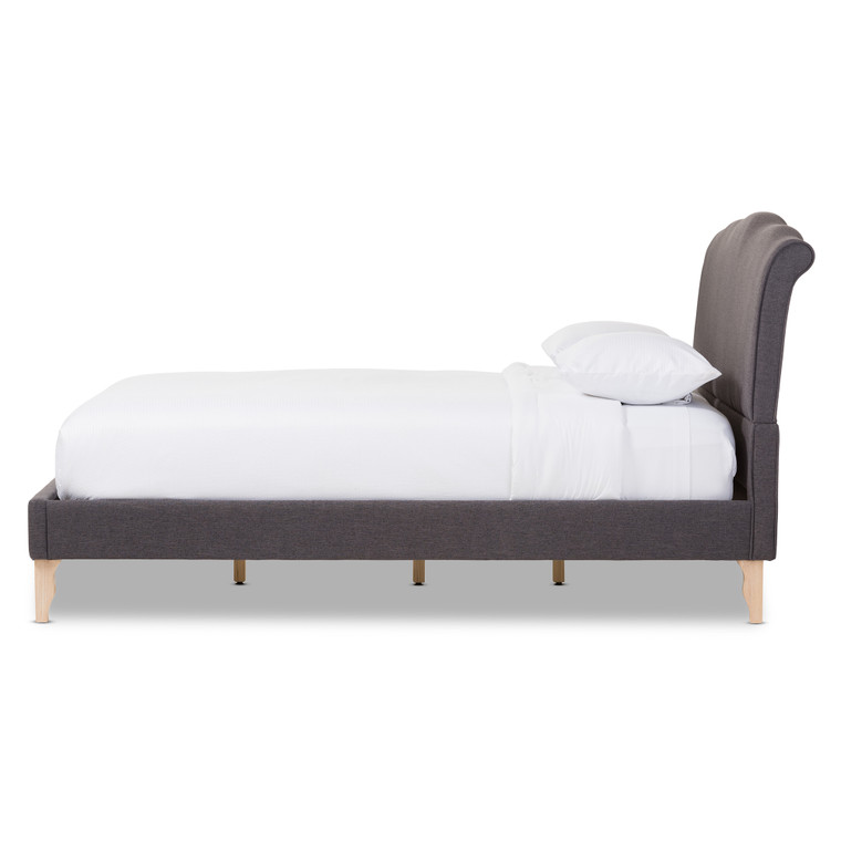 Niefan French Classic Todern Style Polyester Fabric Platform Bed | Stellan Grey