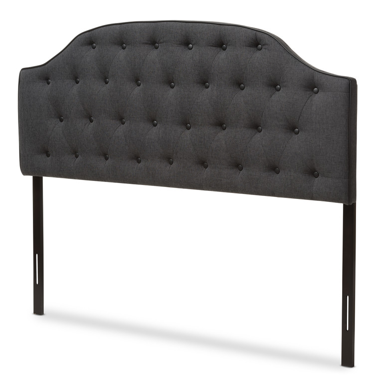 Orwind Todern and Contemporary Fabric Upholstered Scalloped Buttoned Headboard | Stellan Grey
