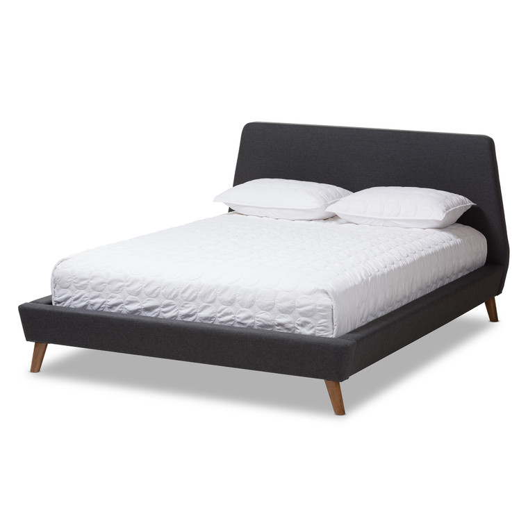 Clairsin Todern and Contemporary Fabric Upholstered Sized Platform Bed | Stellan Grey