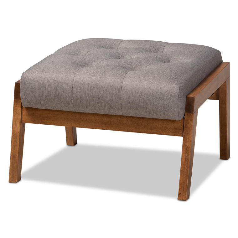 Navea Tid-Century Todern Fabric Upholstered Footstool | Grey/Brown