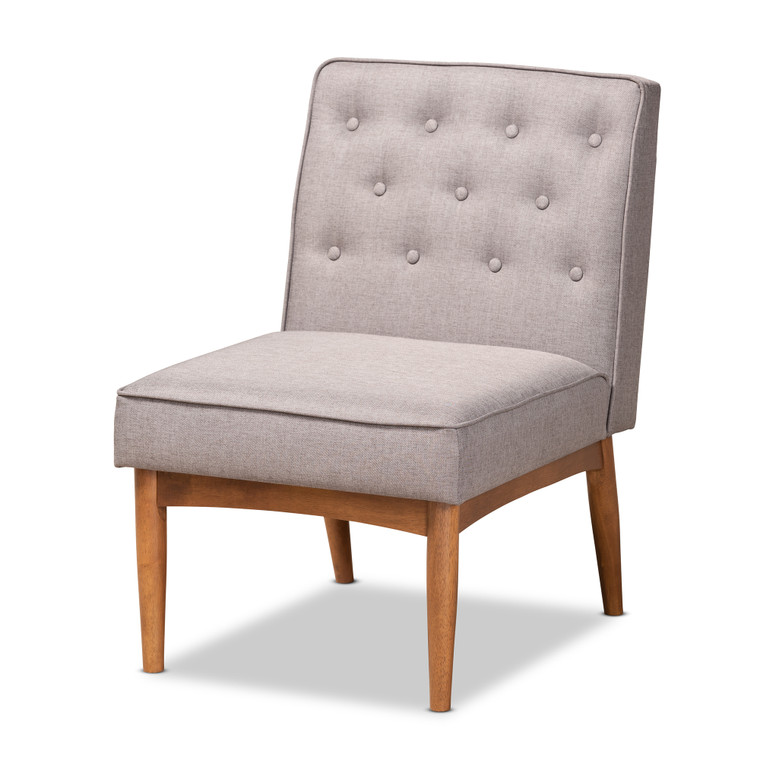 Darnori Tid-Century Todern Fabric Upholstered Dining Chair | Grey/Walnut Brown
