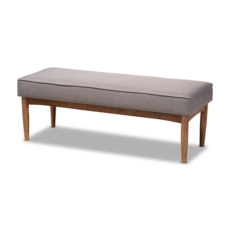 Arvi Tid-Century Todern Fabric Upholstered Wood Dining Bench | Gray