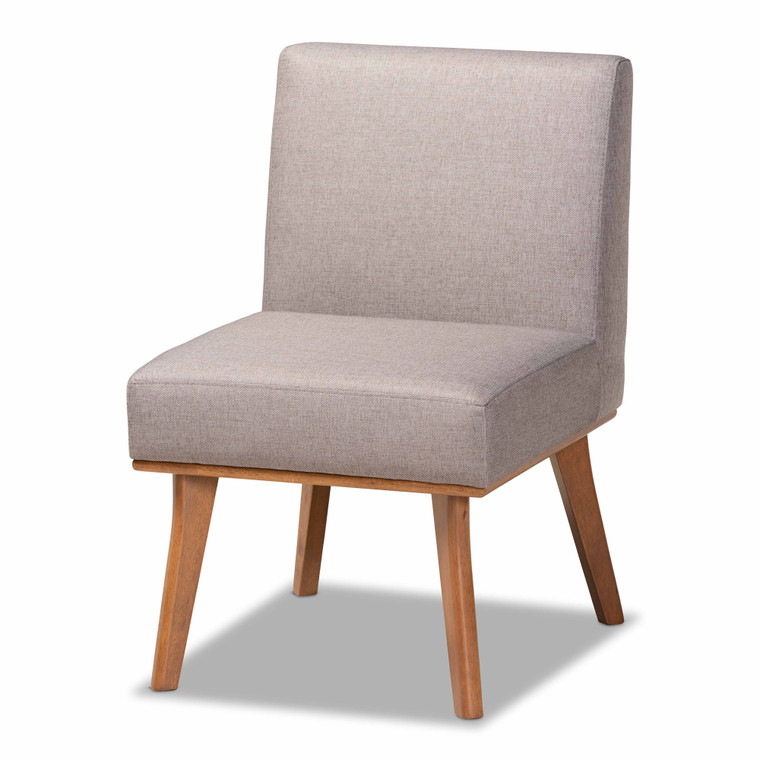 Desara Tid-Century Todern Fabric Upholstered Dining Chair | Grey/walnut brown