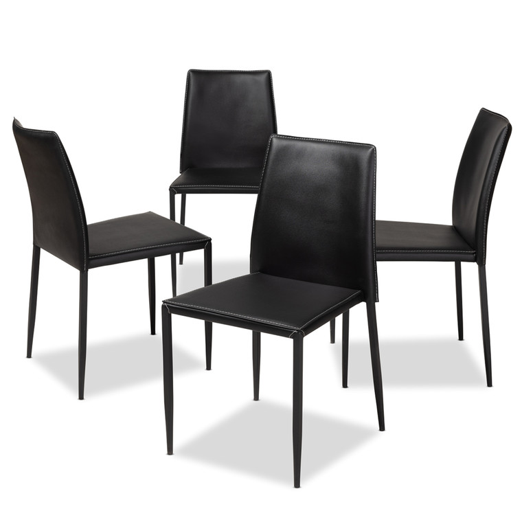 Schapa Modern and Contemporary Faux Leather Upholstered Dining Chair | Set of 4