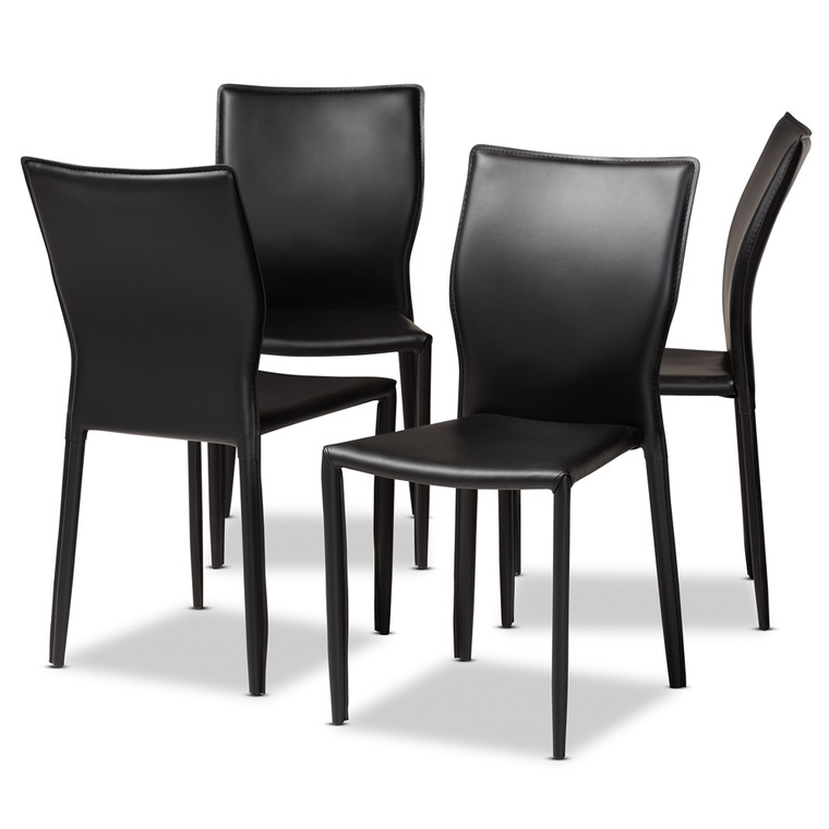 Heide Todern and Contemporary Faux Leather Upholstered 4-Piece Dining Chair Set