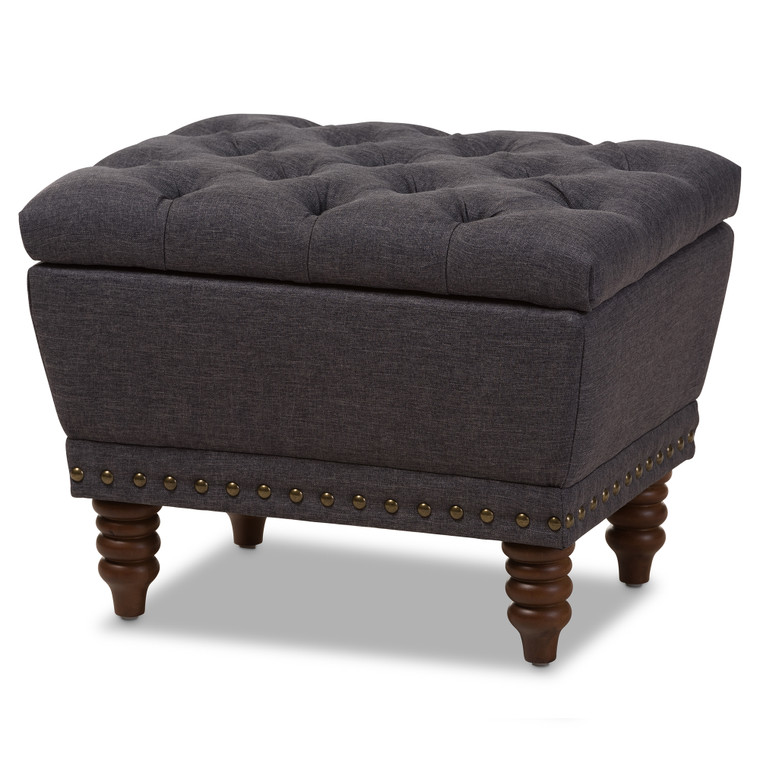 Calliope Todern and Contemporary Fabric Upholstered Finished Button-Tufted Storage Ottoman