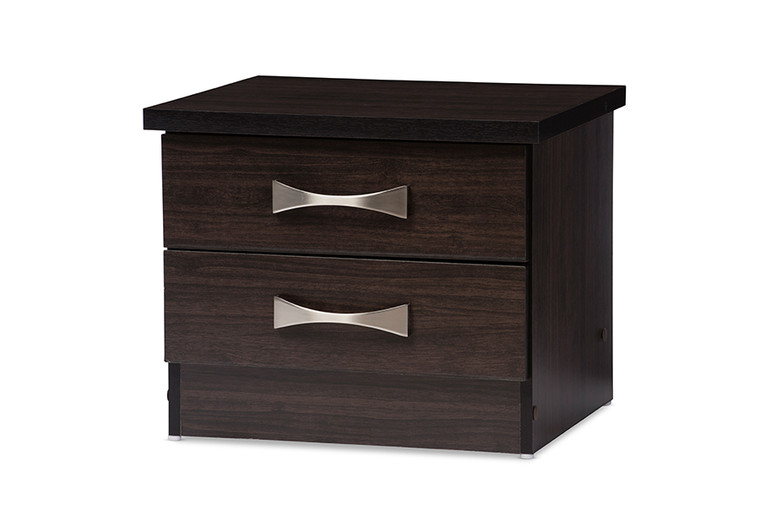 Burncol Todern and Contemporary 2-Drawer Finish Wood Storage Nightstand Bedside Table | Stellan Brown