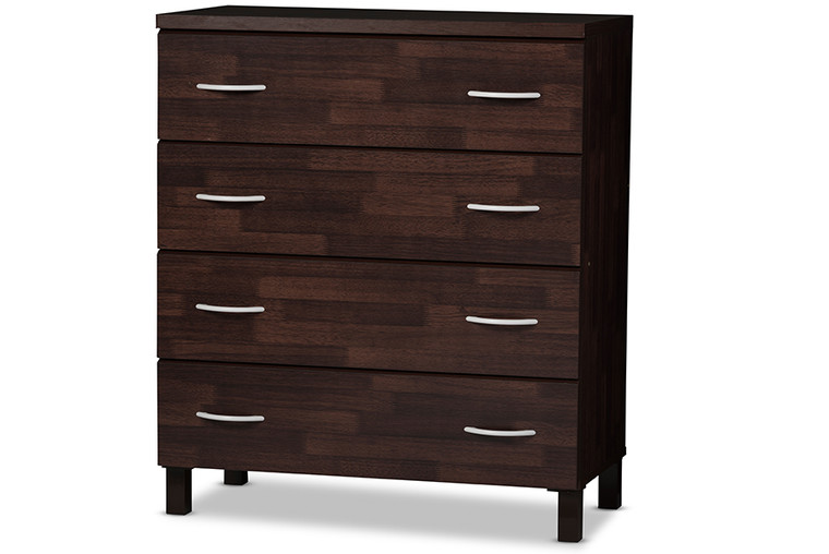 Linden Todern and Contemporary Oak Finish Wood 4-Drawer Storage Chest | Brown