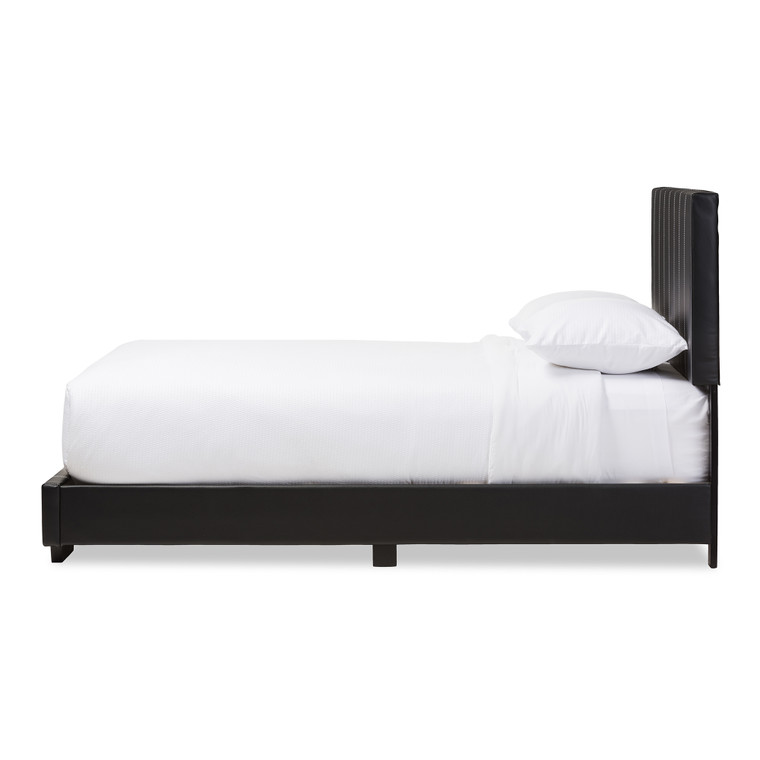 Varun Todern and Contemporary Faux Leather Platform Bed  | Black