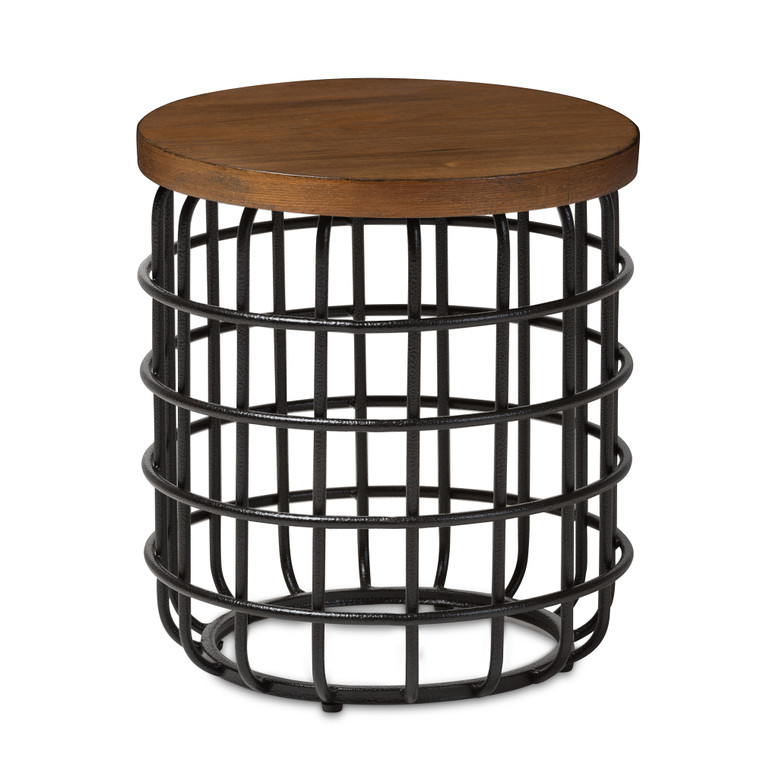 Thurlow Rustic Industrial Style Accent Table | Brown/Black