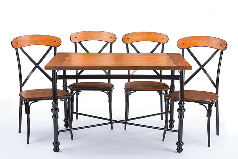 Tylan Light Wood & Metal 5-Piece Dining Set | Brown