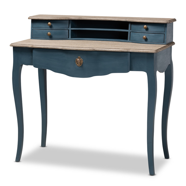 Laramie French Provincial Blue Spruce Accent Writing Desk | Blue/Oak