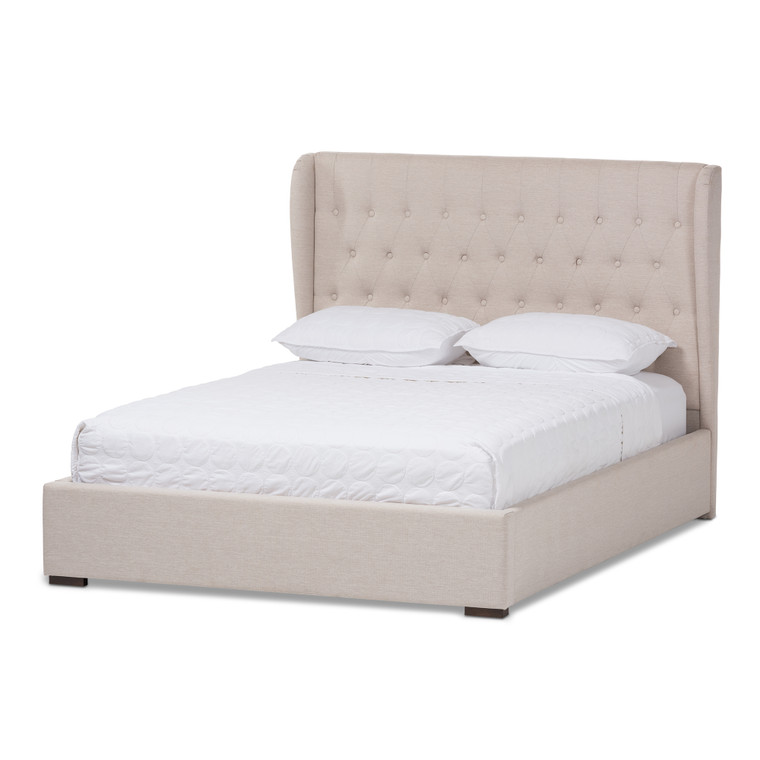 Loraty Modern and Contemporary Fabric Gas-Lift Platform Bed  | Light Beige