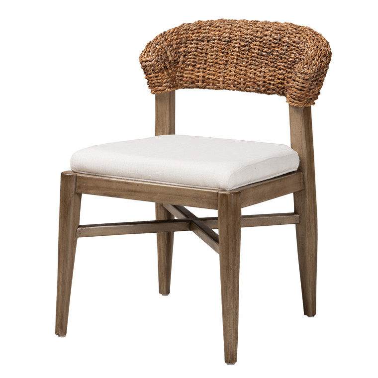 Peninnah Modern Bohemian Finished Mahogany Wood Rattan Dining Chair | White/Natural Brown/Walnut Brown