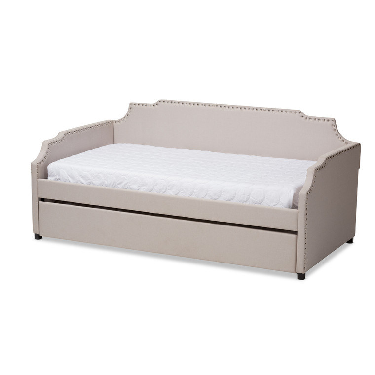 Cremona Todern and Contemporary Fabric Upholstered Sofa Daybed with Roll Out Trundle Guest Bed