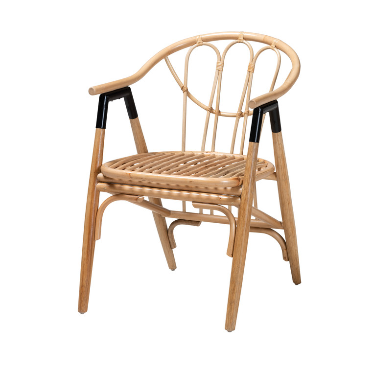 Niatyc Todern Bohemian Rattan Dining Chair | Natural Brown/Black