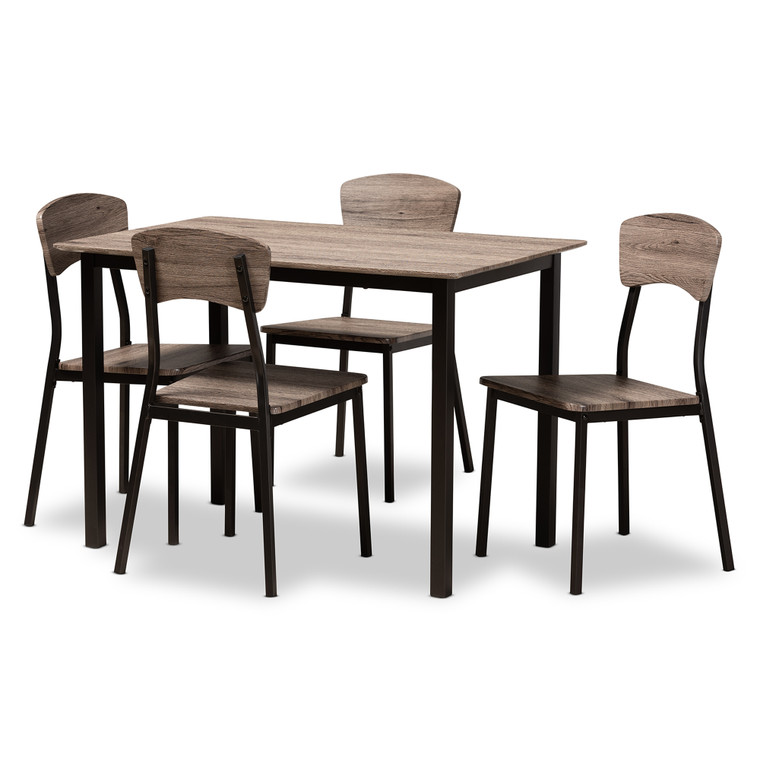 Darcus Todern Industrial 5-Piece Dining Set | Black/Oak