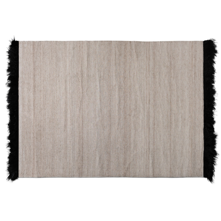 Dallston Modern and Contemporary Beige and Blak Handwoven Wool Blend Area Rug | Beige/Black