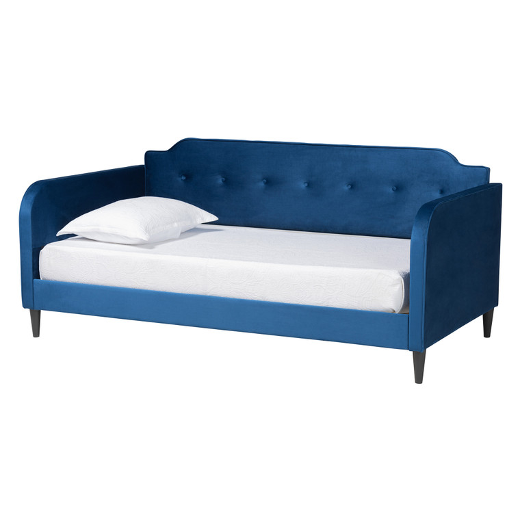 Ulrica Modern and Contemporary Velvet Fabric Daybed | Navy Blue/Stellan Brown