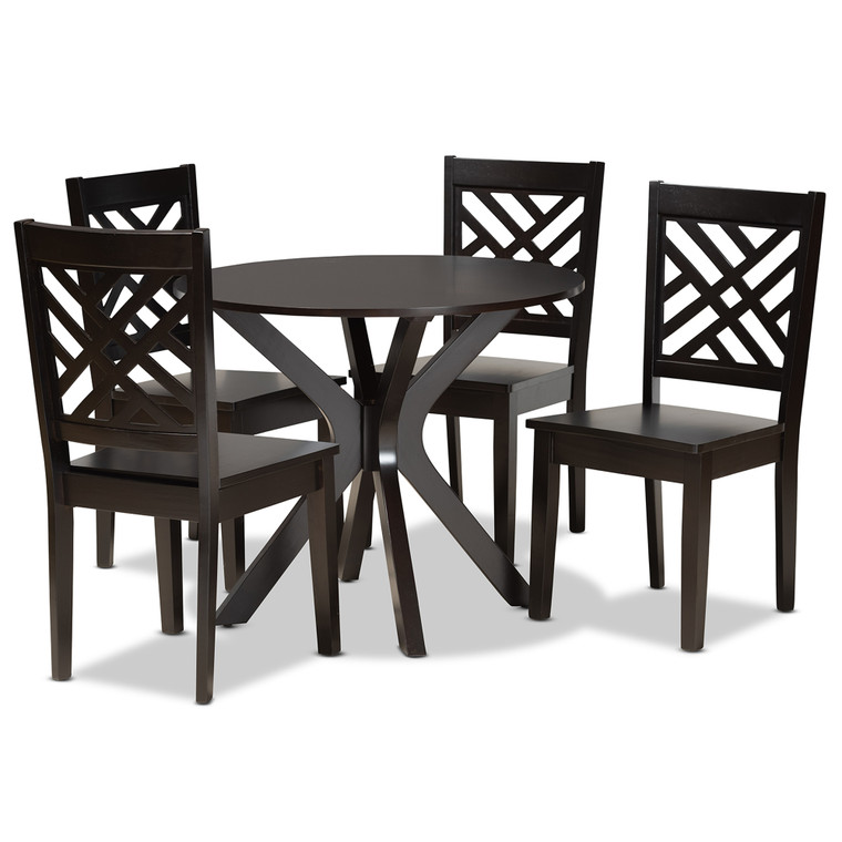 Seraphina Todern and Contemporary Wood 5-Piece Dining Set | Stellan Brown
