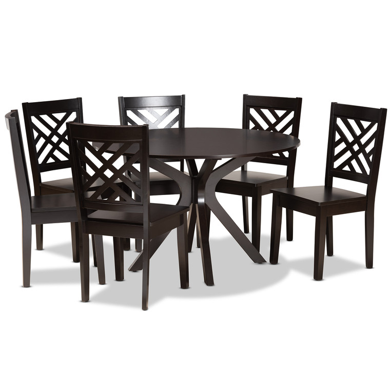 Seraphina Todern and Contemporary Wood 7-Piece Dining Set | Stellan Brown