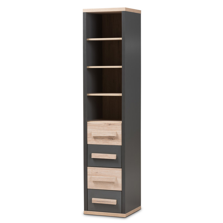 Dorapan Todern and Contemporary Grey and Light Two-Tone 4-Drawer Storage Cabinet | Stellan Grey/"Oak" Light Brown