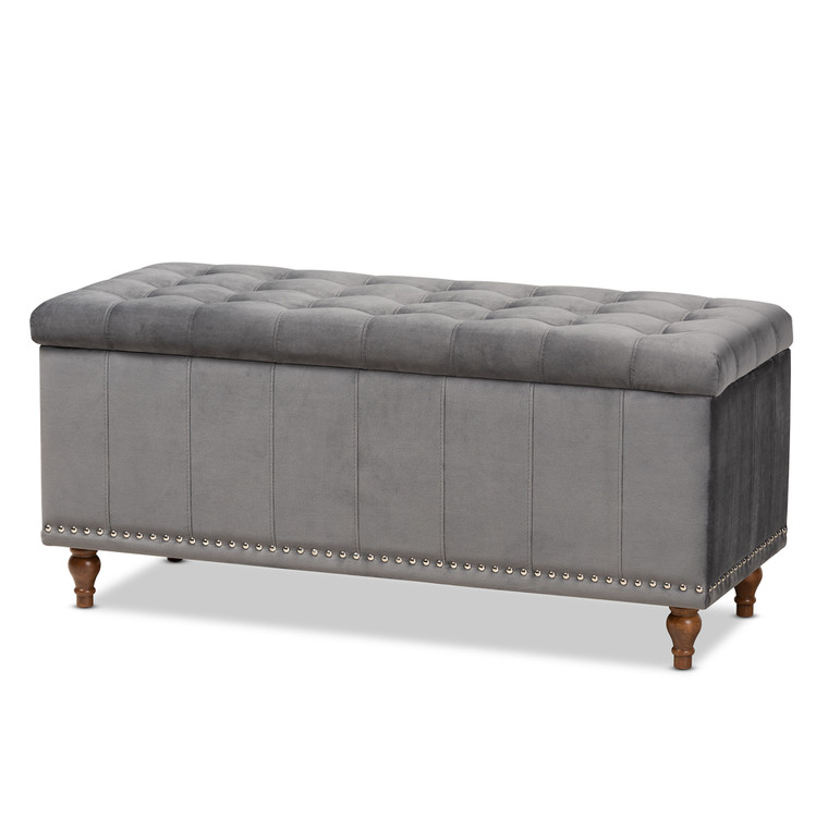 Kayle Modern and Contemporary Velvet Fabric Upholstered Button-Tufted Storage Ottoman Bench