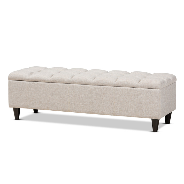 Wimborne Mid-Century Modern Fabric Upholstered Storage Bench Ottoman
