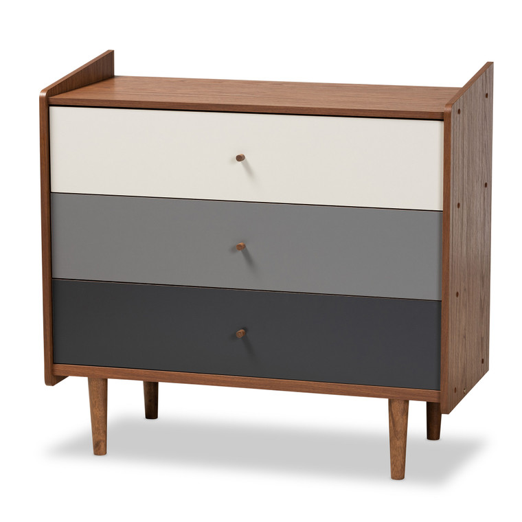 Denhal Tid-Century Todern Multicolor and Chest | Walnut Brown/Grey