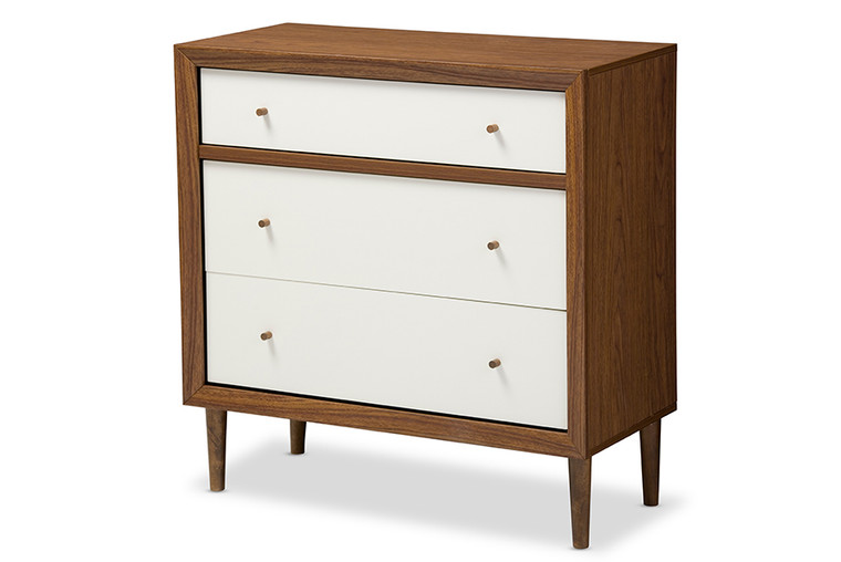 Rhys Mid-century Todern Scandinavian Style and Chest | "Walnut" Brown/White