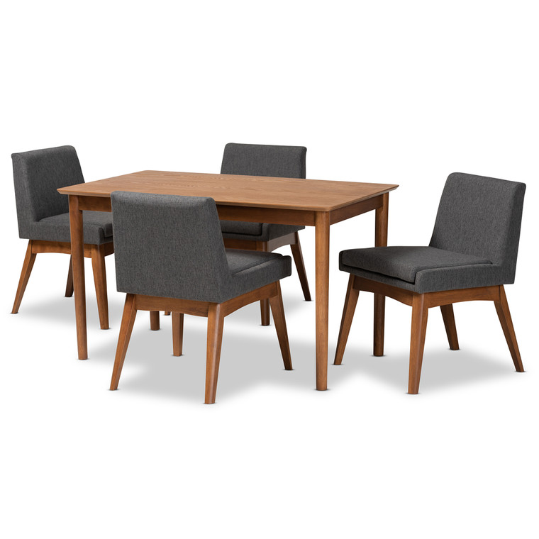 Nexa Tid-Century Todern Fabric Upholstered 5-Piece Dining Set