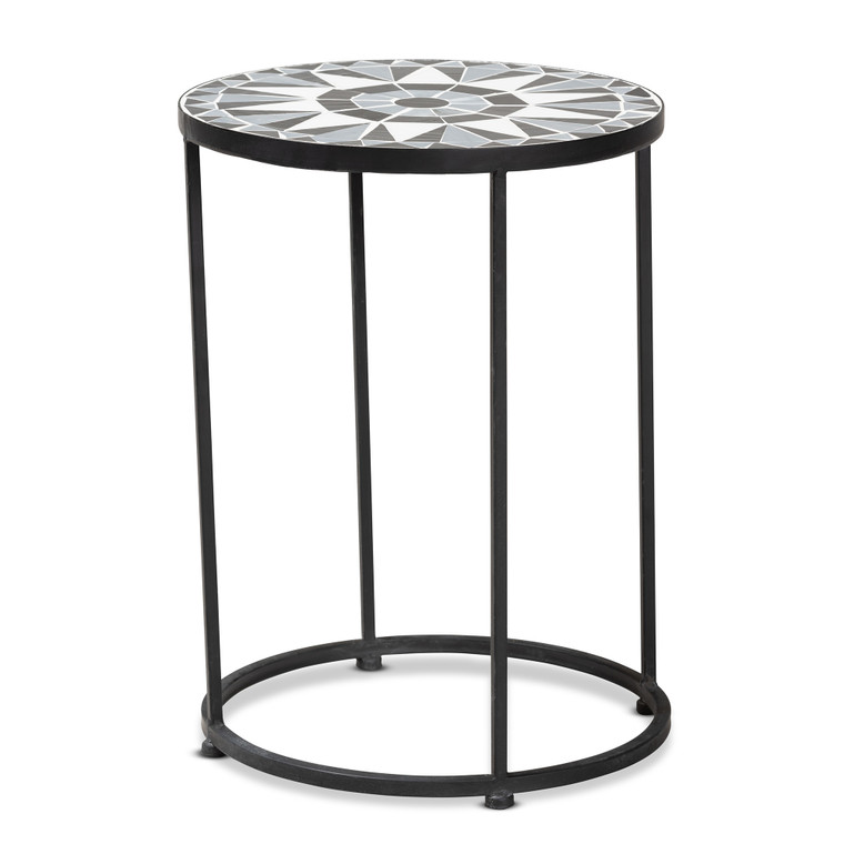 Kade Todern and Contemporary MultiGlass Outdoor Side Table | Black/White