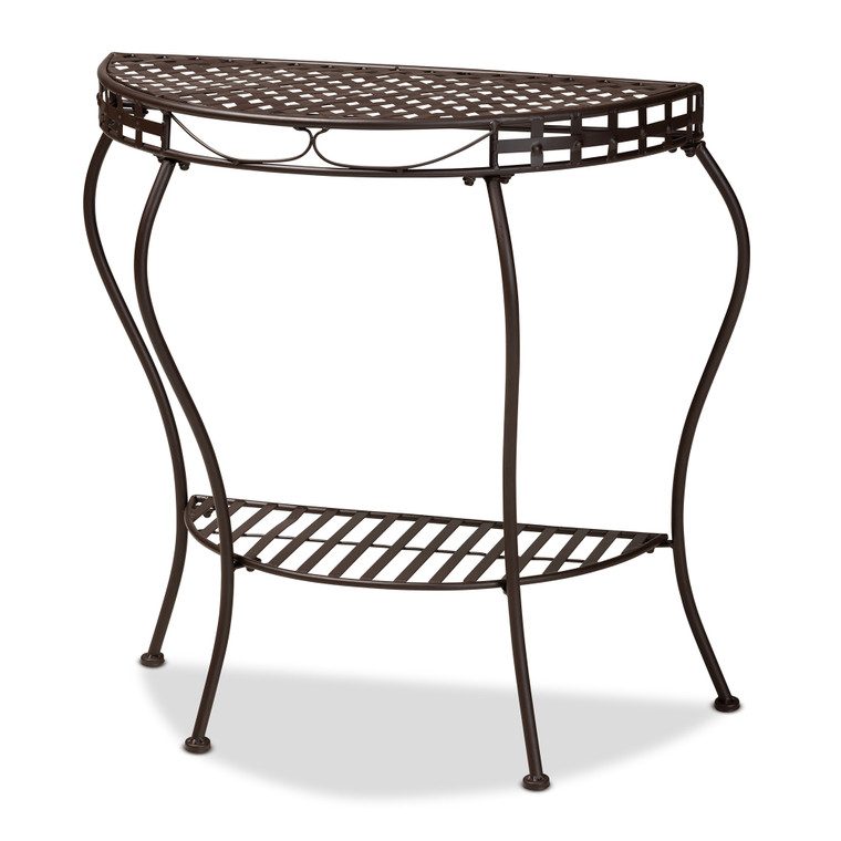 Terra Todern and Contemporary Metal Outdoor Console Table | Brown