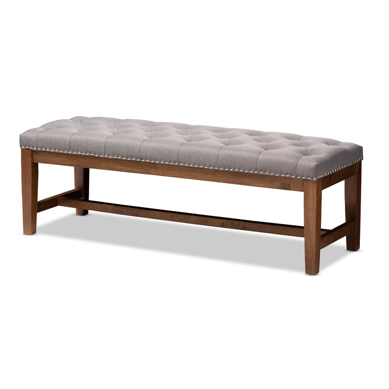 Inasley Modern and Contemporary Fabric Upholstered Solid Rubberwood Bench