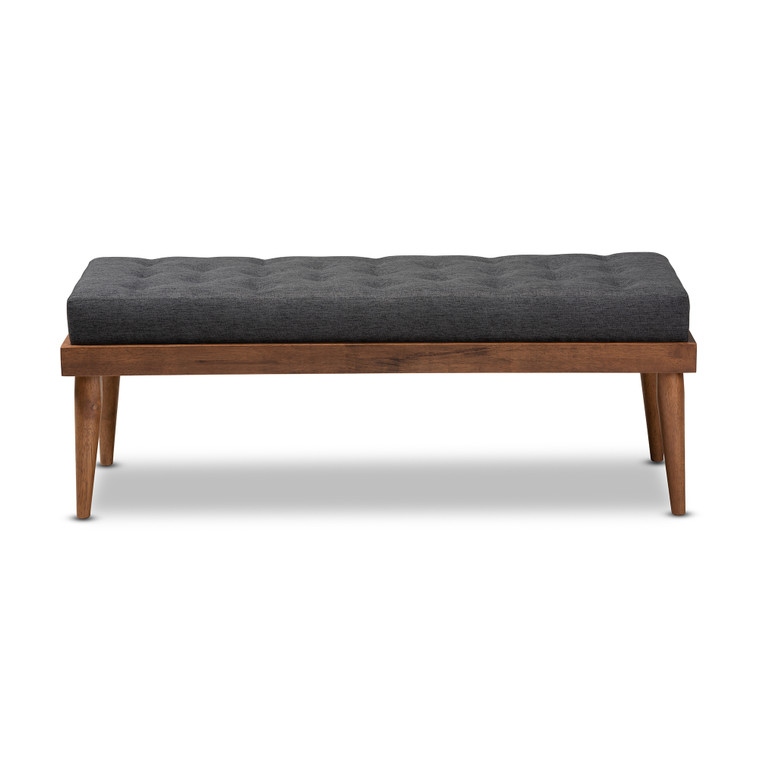 Nira Tid-Century Todern Fabric Upholstered and Button Tufted Wood Bench