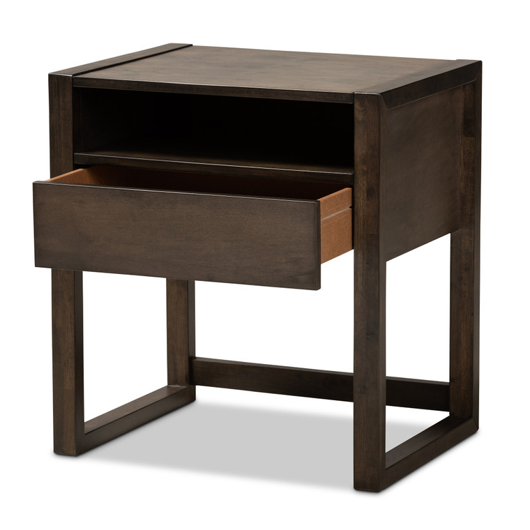 Cionin Todern and Contemporary 1-Drawer Wood Nightstand | Charcoal brown