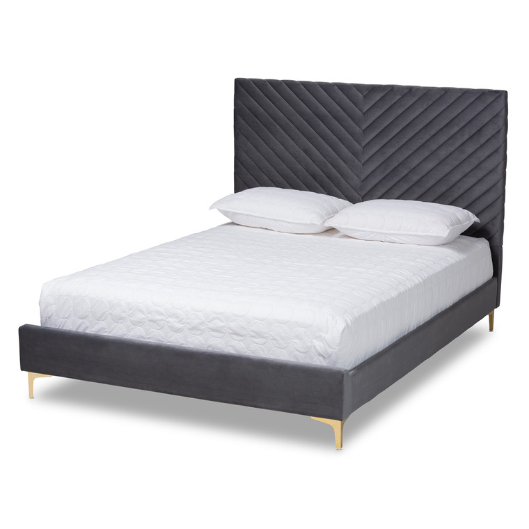 Corin Contemporary Glam and Luxe Velvet Fabric Upholstered Platform Bed