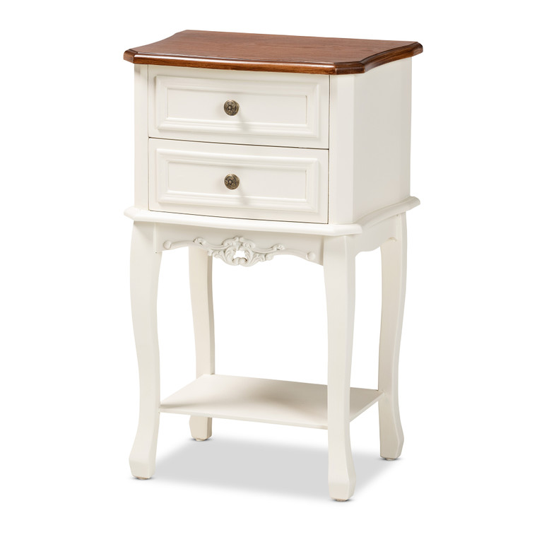 Ladar Classic and Traditional French and Cherry End Table | White/Cherry Brown