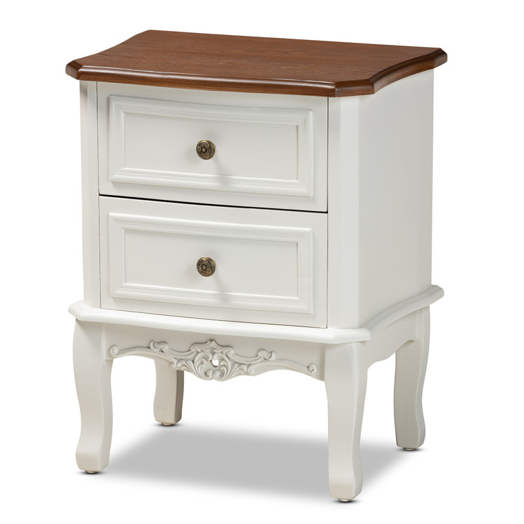 Darla Classic and Traditional French and Cherry End Table | White/Cherry Brown