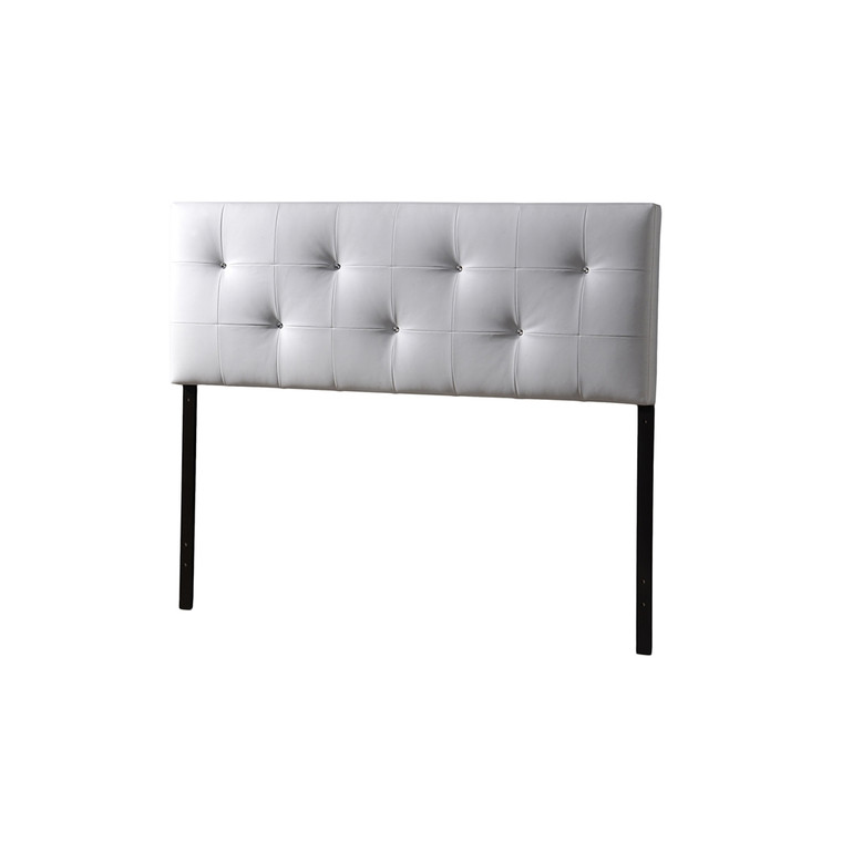 Nidali Modern and Contemporary Queen Faux Leather Headboard with Faux Crystal Buttons