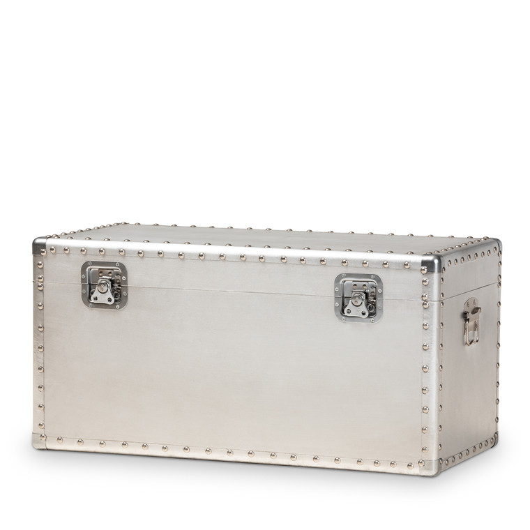 Erges French Industrial Metal Storage Trunk | Silver