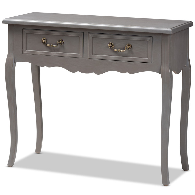 Nicasio Antique French Country Cottage Finished Console Table | Gray
