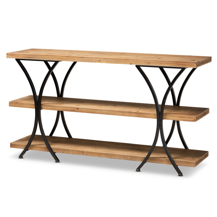 Ellter Todern Rustic and Industrial Natural and Console Table | Natural Brown/Black