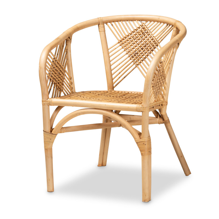 Magaka Modern Bohemian Rattan Dining Chair | Natural Brown